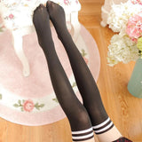 Maxbell Thigh High Stockings Hosiery Casual Costume Patchwork Thin Extra Long Womens Over the Knee black