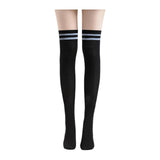 Maxbell Thigh High Stockings Hosiery Casual Costume Patchwork Thin Extra Long Womens Over the Knee black