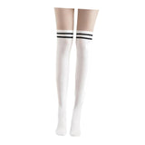 Maxbell Thigh High Stockings Hosiery Casual Costume Patchwork Thin Extra Long Womens Over the Knee white