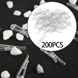 Maxbell 200Pcs Shirt Clips Sock Skirts Cloth Clip Transparent Plastic Alligator Clip Square Toothed 40mm
