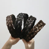 Maxbell Hair Braided Headband Headdress Wig Elastic Hair Bands for Women Girl Ladies Dark Brown