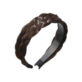 Maxbell Hair Braided Headband Headdress Wig Elastic Hair Bands for Women Girl Ladies Dark Brown