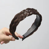 Maxbell Hair Braided Headband Headdress Wig Elastic Hair Bands for Women Girl Ladies Dark Brown