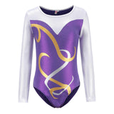 Maxbell Girls Gymnastics Leotards Long Sleeve Shiny Ballet Leotard Outfit Activewear 12