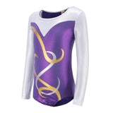 Maxbell Girls Gymnastics Leotards Long Sleeve Shiny Ballet Leotard Outfit Activewear 8