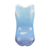 Maxbell Girls Gymnastics Leotards Sleeveless Shiny Rhinestones Blue Outfit Sportwear 10