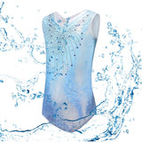 Maxbell Girls Gymnastics Leotards Sleeveless Shiny Rhinestones Blue Outfit Sportwear 6