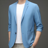 Maxbell Suit Jacket Men Fashion Suit Blazer Men for Holidays Office Gift Blue Color L