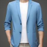Maxbell Suit Jacket Men Fashion Suit Blazer Men for Holidays Office Gift Blue Color L