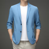 Maxbell Suit Jacket Men Fashion Suit Blazer Men for Holidays Office Gift Blue Color L