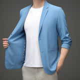 Maxbell Suit Jacket Men Fashion Suit Blazer Men for Holidays Office Gift Blue XL