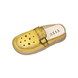 Maxbell Women PU Leather Slippers Comfortable Hollow Women's Slide Sandals for Beach 37