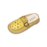 Maxbell Women PU Leather Slippers Comfortable Hollow Women's Slide Sandals for Beach 37