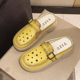 Maxbell Women PU Leather Slippers Comfortable Hollow Women's Slide Sandals for Beach 37