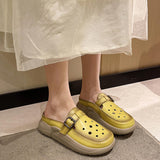 Maxbell Women PU Leather Slippers Comfortable Hollow Women's Slide Sandals for Beach 37