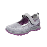 Maxbell Women Elderly Mesh Sneakers Nonslip Everyday Shoes Flats Breathable Sneakers 39 Gray