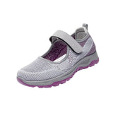 Maxbell Women Elderly Mesh Sneakers Nonslip Everyday Shoes Flats Breathable Sneakers 39 Gray