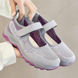 Maxbell Women Elderly Mesh Sneakers Nonslip Everyday Shoes Flats Breathable Sneakers 39 Gray