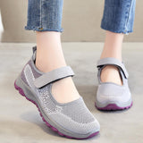 Maxbell Women Elderly Mesh Sneakers Nonslip Everyday Shoes Flats Breathable Sneakers 39 Gray