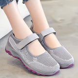 Maxbell Women Elderly Mesh Sneakers Nonslip Everyday Shoes Flats Breathable Sneakers 39 Gray