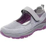 Maxbell Women Elderly Mesh Sneakers Nonslip Everyday Shoes Flats Breathable Sneakers 39 Gray