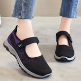 Maxbell Women Elderly Mesh Sneakers Nonslip Everyday Shoes Flats Breathable Sneakers 39 Black