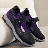 Maxbell Women Elderly Mesh Sneakers Nonslip Everyday Shoes Flats Breathable Sneakers 39 Black