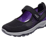 Maxbell Women Elderly Mesh Sneakers Nonslip Everyday Shoes Flats Breathable Sneakers 39 Black