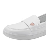 Maxbell Women's Nursing Shoes Nurse Loafers Work Shoes PU Leather Flat Nursing Shoes Heart 40