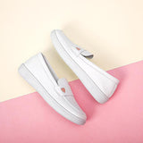 Maxbell Women's Nursing Shoes Nurse Loafers Work Shoes PU Leather Flat Nursing Shoes Heart 40