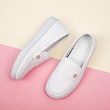 Maxbell Women's Nursing Shoes Nurse Loafers Work Shoes PU Leather Flat Nursing Shoes Heart 40