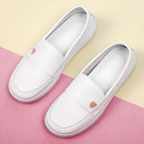 Maxbell Women's Nursing Shoes Nurse Loafers Work Shoes PU Leather Flat Nursing Shoes Heart 40