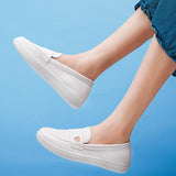Maxbell Women's Nursing Shoes Nurse Loafers Work Shoes PU Leather Flat Nursing Shoes Heart 40