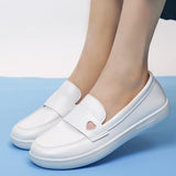 Maxbell Women's Nursing Shoes Nurse Loafers Work Shoes PU Leather Flat Nursing Shoes Heart 40