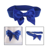 Maxbell Big Bow Knot Waist Belt Skirts Decorative Waistband Women Elastic Waist Belt Blue