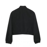 Maxbell Women's Jacket Spring for Women Ladies Cropped Two Large Pockets Casual Coat L Black
