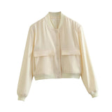 Maxbell Women's Jacket Spring for Women Ladies Cropped Two Large Pockets Casual Coat M Beige