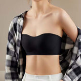 Maxbell Women Strapless Bra Seamless Girl Bralette Everyday Bralette Bra Push up Bra Black S