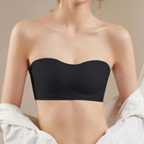 Maxbell Women Strapless Bra Seamless Girl Bralette Everyday Bralette Bra Push up Bra Black XL