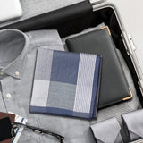 Maxbell 6Pcs Cotton Men's Hanky Pocket Square Hankies for Grandfathers Blue