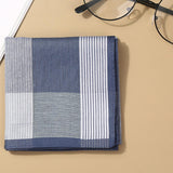 Maxbell 6Pcs Cotton Men's Hanky Pocket Square Hankies for Grandfathers Blue