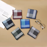 Maxbell 6Pcs Cotton Men's Hanky Pocket Square Hankies for Grandfathers Blue