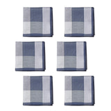 Maxbell 6Pcs Cotton Men's Hanky Pocket Square Hankies for Grandfathers Blue