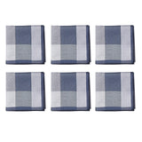 Maxbell 6Pcs Cotton Men's Hanky Pocket Square Hankies for Grandfathers Blue