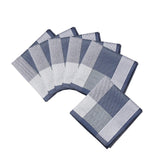 Maxbell 6Pcs Cotton Men's Hanky Pocket Square Hankies for Grandfathers Blue