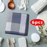 Maxbell 6Pcs Cotton Men's Hanky Pocket Square Hankies for Grandfathers Blue