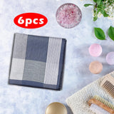 Maxbell 6Pcs Cotton Men's Hanky Pocket Square Hankies for Grandfathers Blue