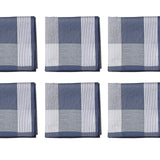 Maxbell 6Pcs Cotton Men's Hanky Pocket Square Hankies for Grandfathers Blue