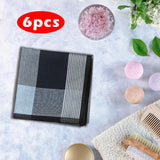 Maxbell 6Pcs Cotton Men's Hanky Pocket Square Hankies for Grandfathers Black