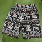Maxbell Summer Beach Shorts for Women Men Boho Clothes Thailand Elephant Short Pants Brown